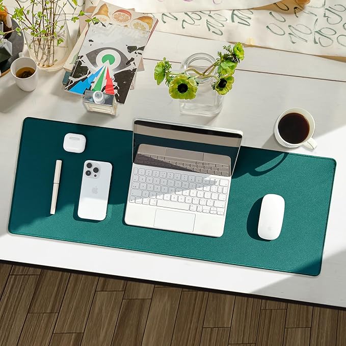 Waterproof Large Gaming Mouse Pad with Durable Stitched Edges, Non-Slip Rubber Base, Grainy Jacquard Mouse Mat Desk Pad for Home Office Gaming, 31.5''x11.8''x0.12'', Matte Green