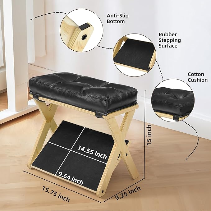 Double Step Foot Rest for Under Desk at Work, Wooden Under Desk Footrest with Non-Slip EVA Stepping Surface, Ergonomic Foot Stools for Under Office Desk, Enhances Posture,Home Office Gaming