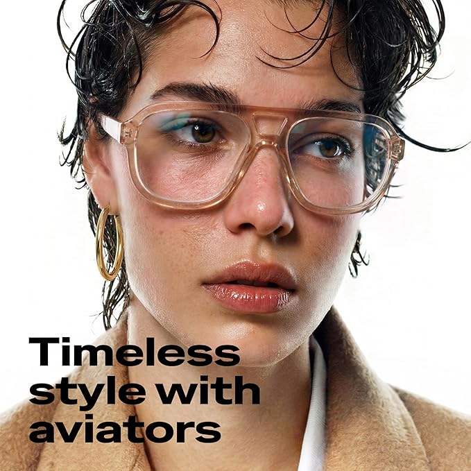 livho Retro Aviator Blue Light Blocking Glasses for Women Men with Soft Case, Trendy Rectangle Computer Eyeglasses