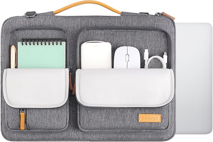 DOMISO 15.6 inch Laptop Case Sleeve Protective Cover Compatible with MacBook Pro 16 M4 M3 M2/Pro Max,15.6-16 inch HP Dell ASUS Lenovo Chromebook,Waterproof Computer Bag with Shoulder Strap,Grey