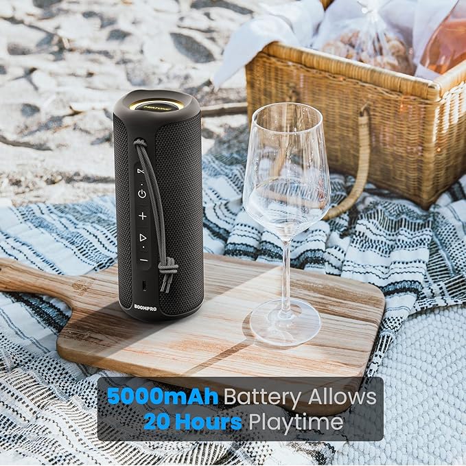 MIATONE Bluetooth Speakers 36W TWS Portable Speaker with Stereo Sound Bass, Bluetooth 5.3 Wireless USB Type C Outdoor, 5000mAh 24H Playtime IPX7 for Present, Boy Friend Gifts for him (Black)