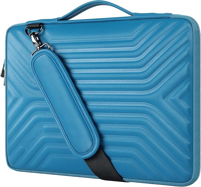 DOMISO 15.6 Inch Shockproof Waterproof Laptop Sleeve with Strap Lightweight Soft EVA Tablet Case for 15.6" Laptops/Apple/Lenovo IdeaPad/Acer Aspire E15 / HP Envy 15 / Dell, Blue