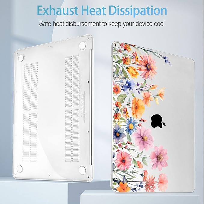 Mektron for MacBook Air 13 inch Case 2021-2018 Release A2337 M1 A2179 A1932, Plastic Hard Shell Case Only Compatible with MacBook Air 13 inch Retina Fits Touch ID, Floral P165