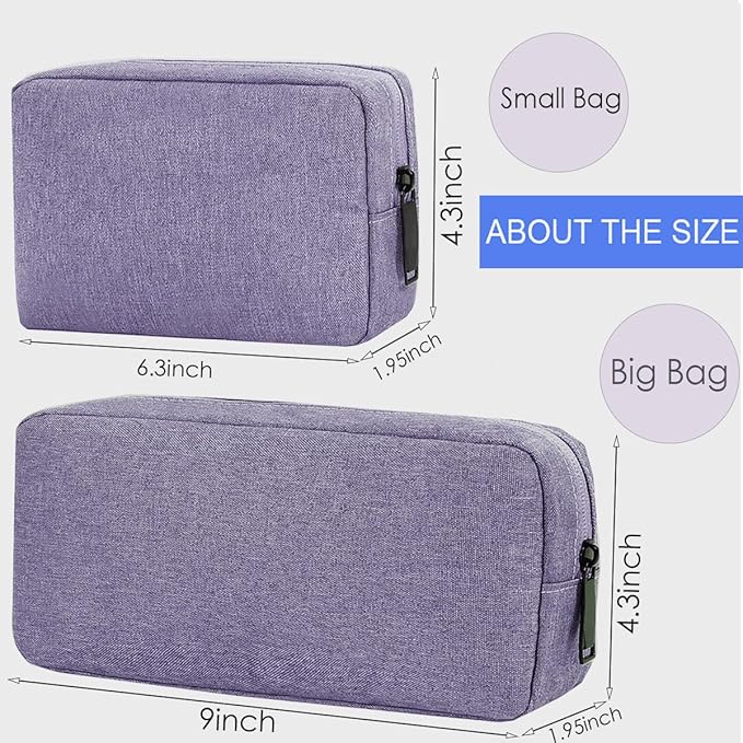 Electronics Organizer Travel Case, Water Resistant Cable Organizer Bag for Cable, Cord, Charger, Phone, Power Bank, Earphone, Electronics Accessories (Big-Purple)