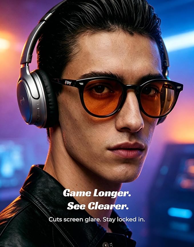 TIJN Blue Light Blocking Glasses Men Women Vintage Thick Round Rim Frame Eyeglasses