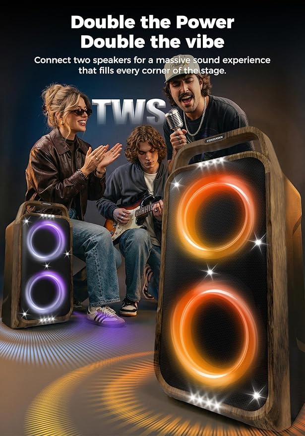 Portable Bluetooth Speaker: 240W Peak Powerful Loud Sound Deep Bass Wireless Boombox Large Subwoofer 15 Hours Battery Life Fast Charging with Led Light Show for Party Outdoor Camping Backyard