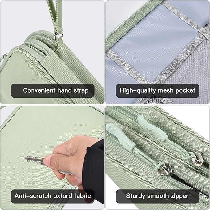 Electronics Organizer Travel Case, Large Cable Organizer Bag Water Resistant Double Layers Accessories Storage Bag Pouch, for Cord, Charger, USB, Power Bank, Earphone (Mint Green, X-Large)