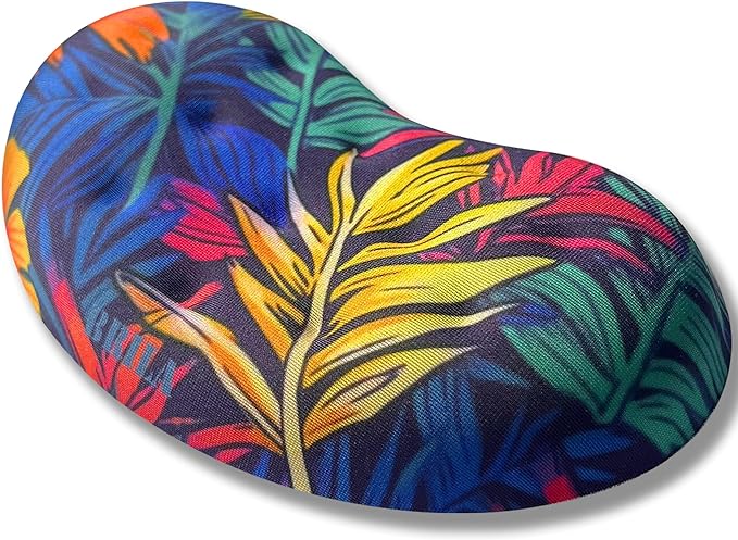 BRILA Ergonomic Memory Foam Mouse Wrist Rest Support Pad Cushion for Computer, Laptop, Office Work, PC Gaming - Massage Holes Design - Wrist Pain Relieve (Vibrant Plants)