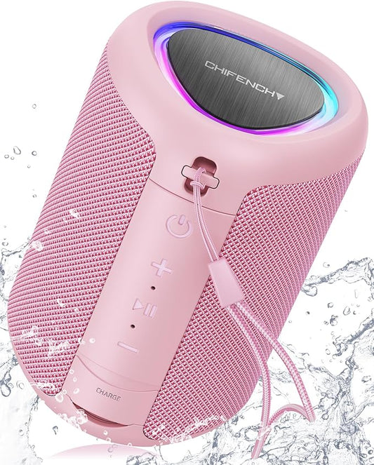 Portable Bluetooth Speaker Beach Vacation Essentials: Powerful Crystal Clear Sound/Dynamic Light/IPX5 Waterproof/All Day Playtime/BT 5.3/TWS Paring, Small Wireless Speaker for Outdoor|Travel|Camping