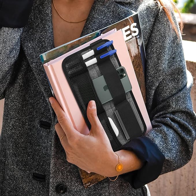 Portable Tech Organizer Attachable to Laptop for Electronics, Cables, Mouse, Power Bank, USB Adapter, Charger, Cellphone - Gray