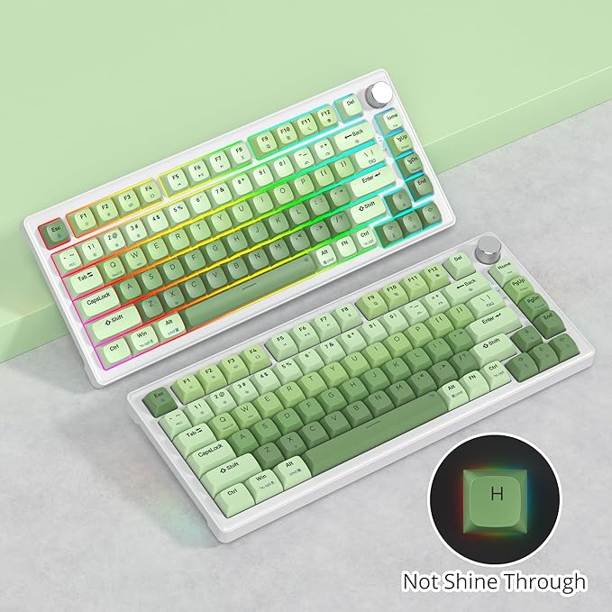 75% Wired Keyboard with Knob, 75 Percent Gaming Green Keyboard Hot Swappable Gasket Mount,White Switch,82 Keys TKL Mechanical Keyboard,NKRO Creamy Keyboard for PC Laptop Windows Gamer(Light green)