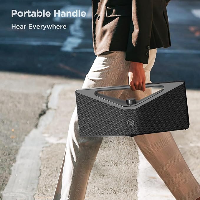 BUGANI Hi-Res Audio Bluetooth Speaker Loud 160W, Large Portable Bluetooth Speaker with Deep Bass Subwoofer, TWS Wireless Stereo, Waterproof Outdoor Party Speaker, 12H Playtime Gray