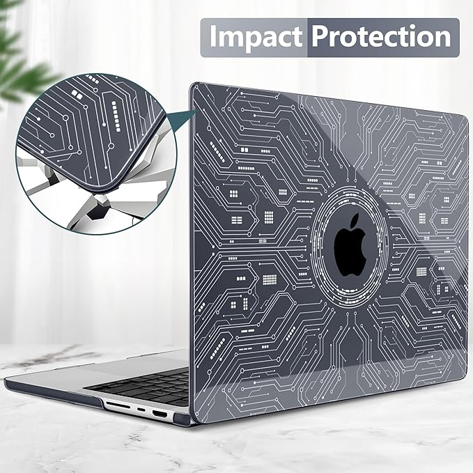 Batianda Case for New MacBook Pro 14 Inch M5 (2025 2026) & 2024 2023 Release [Model A3434 / A3112] - Ultra Slim 1.2mm Glossy Hard Shell Protective Skin Keyboard Cover 4-in-1 Bundle, Circuit Board