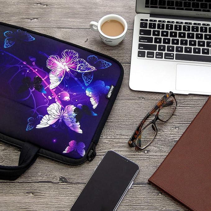 RICHEN 10 inch Messenger Bag Carrying Case with Handle Accessory Pocket Fits 7 to 10-Inch Laptops/Notebook/Kids Tablet (7-10.2 inch, Butterflies)