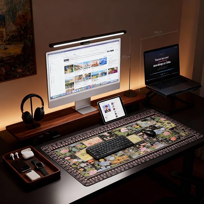 Floral XXL Large Mouse Pad - Anti-Slip Desk Mat with Stitched Edges for Women, Office & Home, Cute Aesthetic Desk Pad for Computer, Keyboard & Laptop
