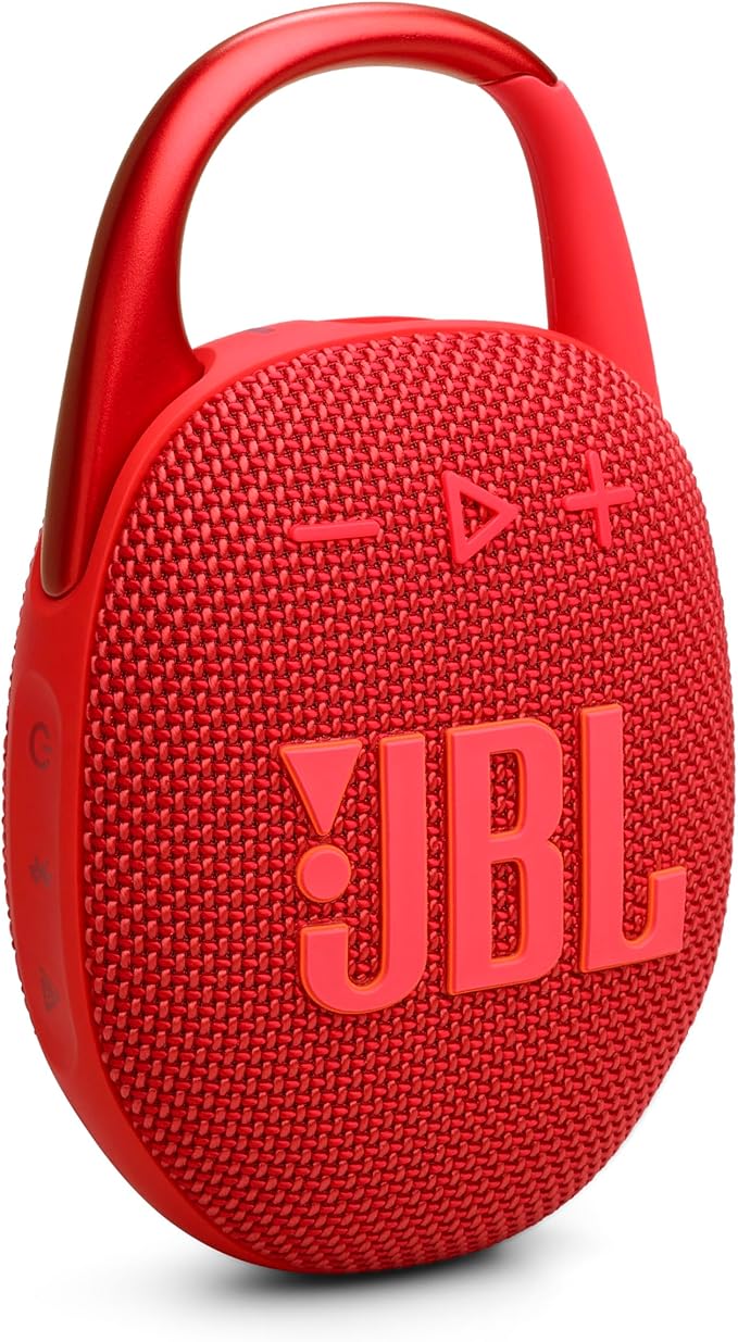 JBL Clip 5 - Ultra-Portable, Waterproof & Dustproof Bluetooth Speaker, Big JBL Pro Sound with Punchy bass, Integrated Carabiner, Up to 12 Hours of Play, Made in Part with Recycled Materials (Red)