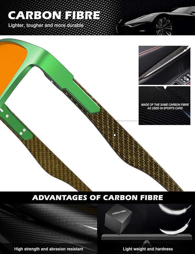 ANYLUV Carbon Fiber Reading Glasses for Men Women, Blue Light Blocking Computer Readers, Anti Glare Spring Hinge