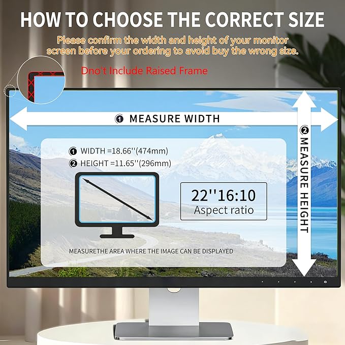 [2 Pack] 22 Inch Privacy Screen for Computer Monitor Blue Light Screen Protector Anti Glare Anti-Scratch Monitor Privacy Shield Screen 22 Inch 16:10 Aspect Ratio