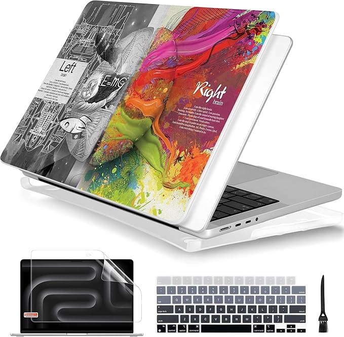 Batianda for MacBook Pro 14 Inch Case 2026-2021 Release M5 M4 M3 M2 M1 Pro/Max, 1.2mm Slim Graphic Hard Shell Cover with Keyboard Cover, Screen Protector 4-in-1 Bundle, Creative Brain