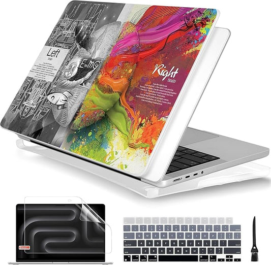 Batianda for MacBook Pro 14 Inch Case 2026-2021 Release M5 M4 M3 M2 M1 Pro/Max, 1.2mm Slim Graphic Hard Shell Cover with Keyboard Cover, Screen Protector 4-in-1 Bundle, Creative Brain