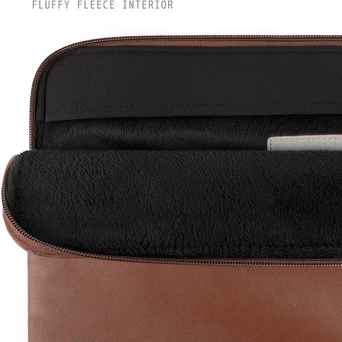 Comfyable Slim Protective Laptop Sleeve, PU Leather Bag Compatible with 15" MacBook Air (Snug Fit) M5 & 14" MacBook Pro M5 Pro/Max 2026 (Loose Fit), Brown