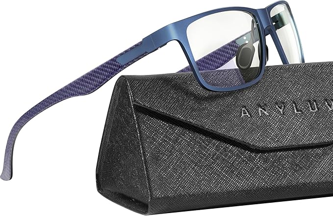 ANYLUV Carbon Fiber Reading Glasses for Men Women, Blue Light Blocking Computer Readers, Anti Glare Spring Hinge