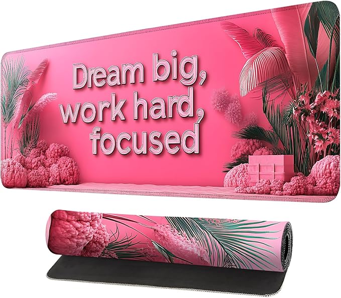 Mouse Pad, Large Anti-Slip with Stitched Edges Desk Mat Desktop Laptop Computer Desk Keyboard Mat,Table Protector Blotter Mat (Work Hard, 31.5" x 11.8")