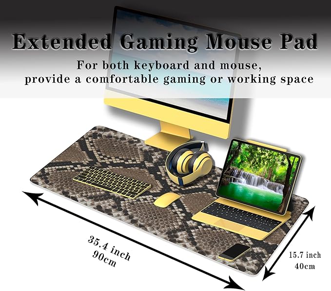 Gaming Mouse Pad Desk Accessories Kit, Keyboard Pad Big Mouse Pads, Desktop Computer Mat Non-Slip Rubber Base Waterproof with Stitched Edges, 35.4 X 15.7 inch for Work/Game/Office/Home