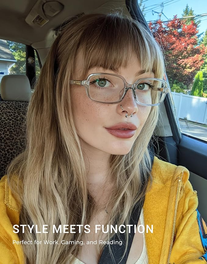 Slocyclub Square Blue Light Blocking Glasses for Women Men Vintage Rectangular Frame Eyeglasses Retro Small Square Glasses