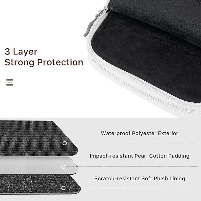 Dadanism Electronics Travel Organizer Case, Double Layers Cord Organizer Travel All-in-One Storage Bag for Cable, Cord, iPad, Chargers, fits 9-11'' Tablets, Portable Tech Accessories Bag, Gray White