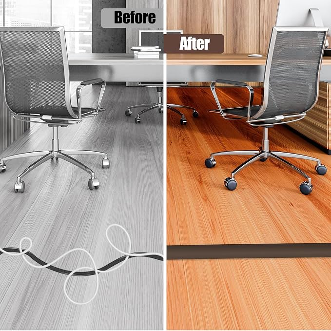 Floor Cord Cover Cable Cavity Self Adhesive Cord Hider Floor 10FT Floor Cable Management Power Cord Protector Floor Electric Cord Covers for Offices, Gym, Exhibitions (CoffeeBrown, 1.57" x 10') - Image 5