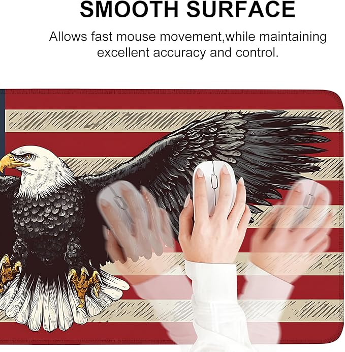 Mouse Pad, Large Anti-Slip with Stitched Edges Desk Mat Desktop Laptop Computer Desk Keyboard Mat,Table Protector Blotter Mat (Eagle Flag, 35.4" x 15.7")