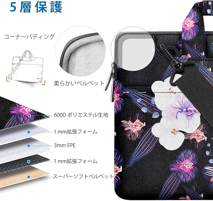 Hseok Laptop Shoulder Bag 13 13.3 14 Inch Case Compatible with MacBook Pro/Neo 14" M5/M4/M3/M2/M1,Mac Air/pro/Neo 13" and Most 13 13.3 14 Notebooks,Spill-Resistant Briefcase,Jellyfish Flower