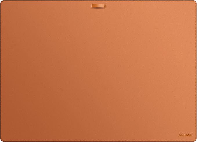 Leather Desk Mat Cable Organizer 23.6" x 17" | Premium Brown Vegan Leather Desk Protector Blotter Mouse Pad with Felt Non Slip Bottom for Home Office