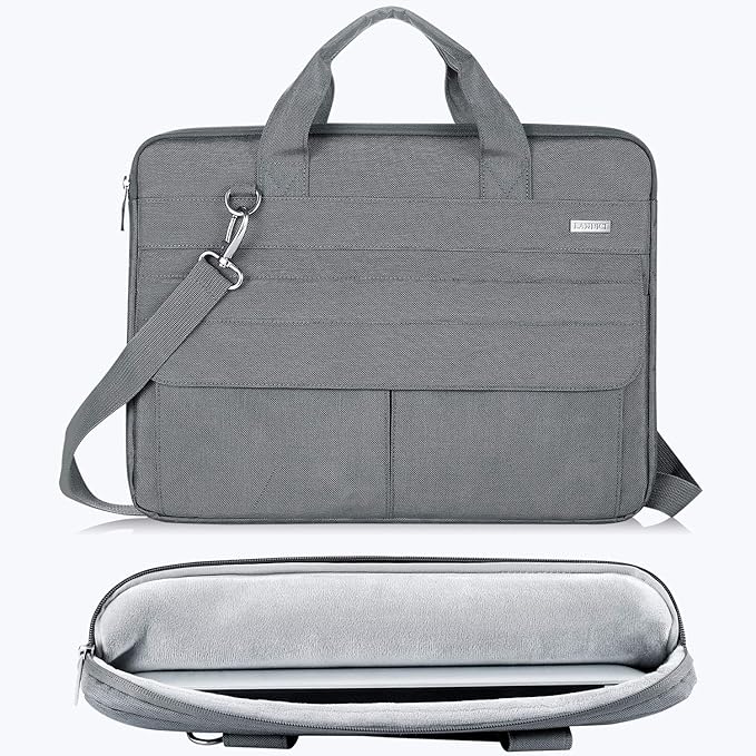 LANDICI Laptop Bag Carrying Case 15.6 Inch with Shoulder Strap, Slim Waterproof Computer Sleeve Cover Compatible with MacBook Pro 15/16, 15-16 Inch HP Acer Dell Lenovo ASUS Laptop, Grey