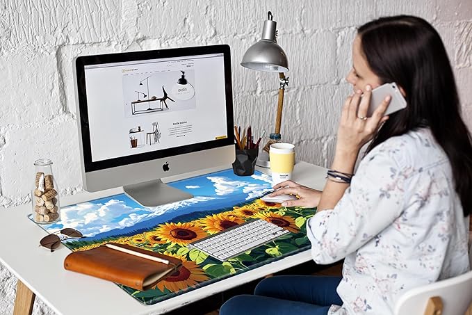 Large Mouse Pad 36x24 Desk Mat Gaming Mousepad Sunflower Computer Mat 4XL Huge Desk Pad Oversized Giant Mouse Mat for Girl Women Office Work