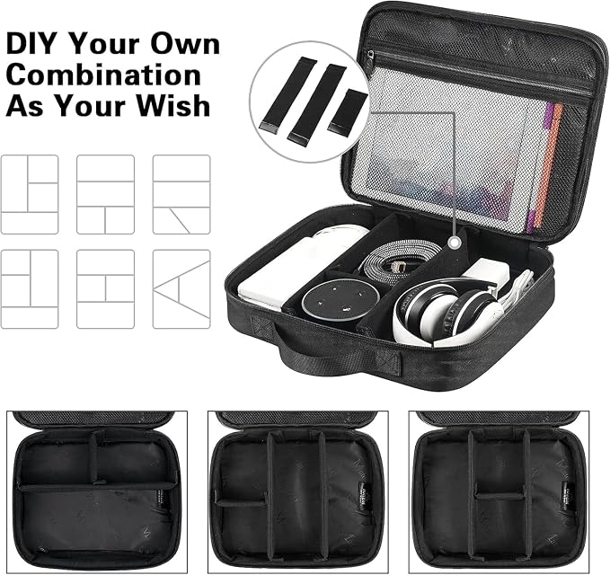 MATEIN Cable Organizer Bag, Large Travel Storage Bag Sturdy Tool Case with Handle for Phone Cord Electronics Accessories, Carrying Case for Tablet (Up to 12.9inch), Powerbank, Hard Drive, Black - Image 6