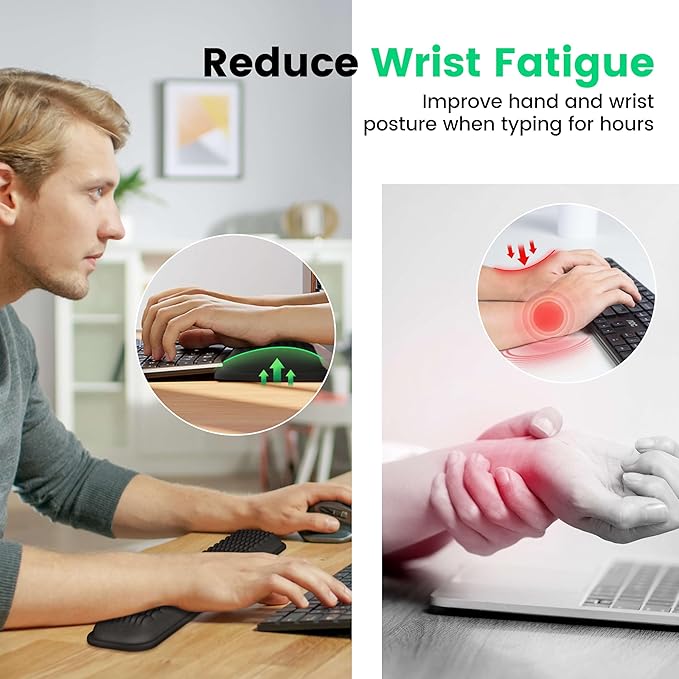 Mekass TKL Keyboard Wrist Rest, Super Soft Memory Foam Ergonomic Computer Wrist Support Pad, Comfortable Desk Wrist Cushion, Laptop Keyboard Arm Hand Rest for Wrists Pain Office Gaming Typing (Black)