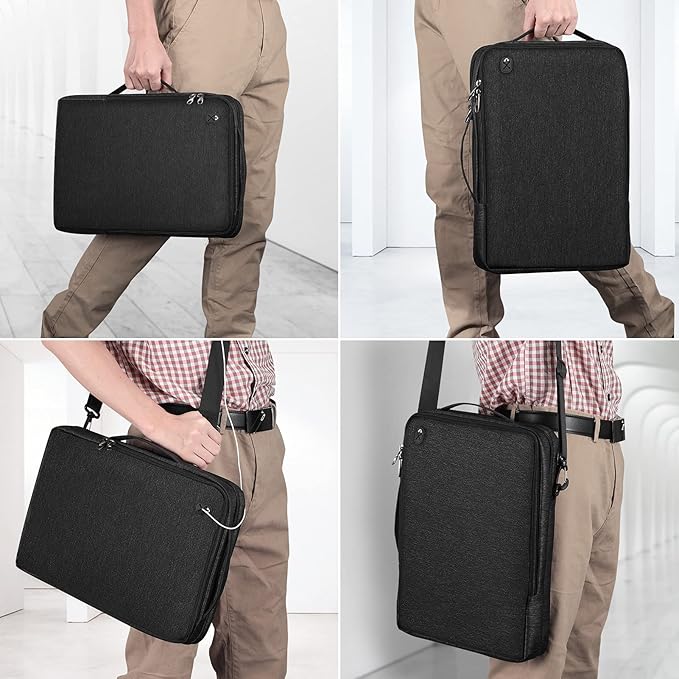 FINPAC 15.6-inch Laptop Shoulder Bag, Protective Computer Carrying Case Compatible with 16.2" MacBook Pro M5/M4/M3/M2/M1, 15-16" MacBook Air/Pro, Surface Laptop/Book, 15.6" HP/Dell/Acer/Samsung, Black