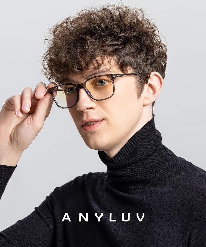 ANYLUV Blue Light Glasses for Men, Lightweight Computer Gaming Glasses, Stylish Anti Eyestrain Blue Light Blocking Men
