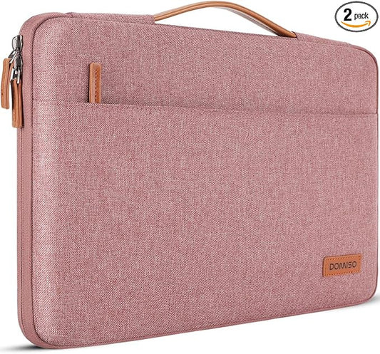 DOMISO 15.6 inch Laptop Case Sleeve Protective Cover Compatible with 16 inch MacBook Pro M4 M3 M2/Pro Max,15.6-16 inch HP Dell ASUS Lenovo Chromebook,Waterproof Computer Cases Bag with Handle,Pink