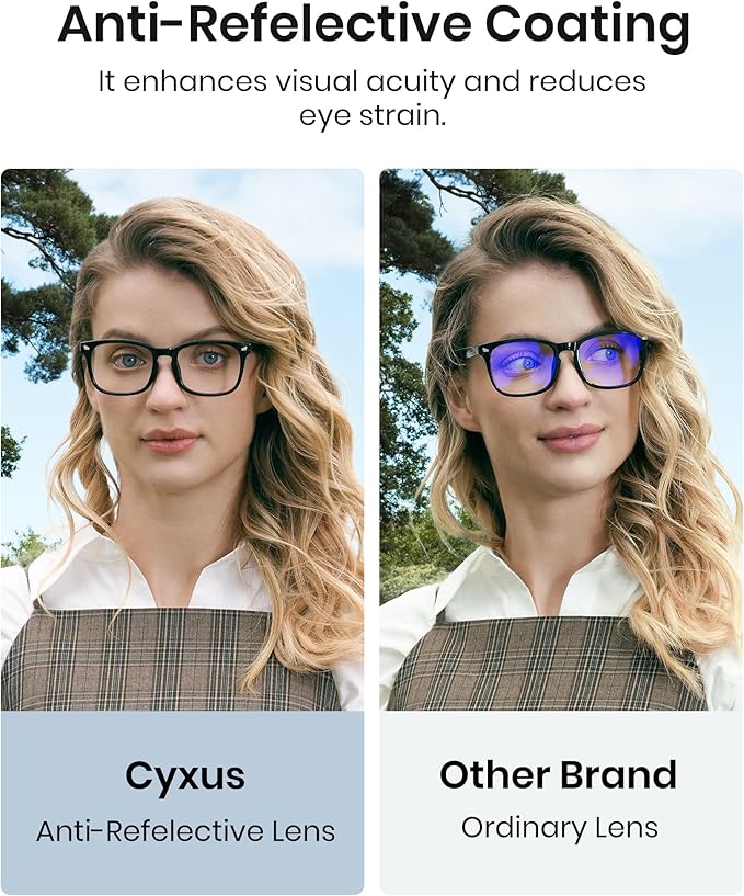 Cyxus Blue Light Glasses Men Women Reduce Eye Strain UV Blocking for Office Work Computer Screen 8082
