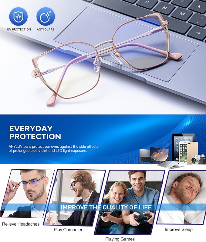 ANYLUV Blue Light Glasses for Woman Men, Womens Blue Light Blocking Glasses Computer Glasses Anti Eyestrain