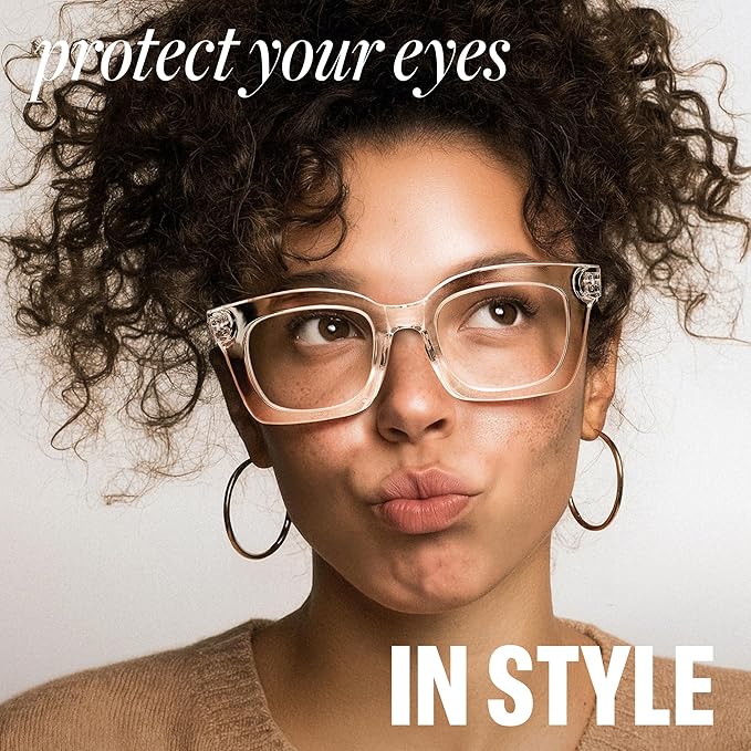 IBOANN Oversized Blue Light Glasses for Woman, Funky Fashion Glasses With Preppy Look, Reduce Screen Fatigue Computer Glasses