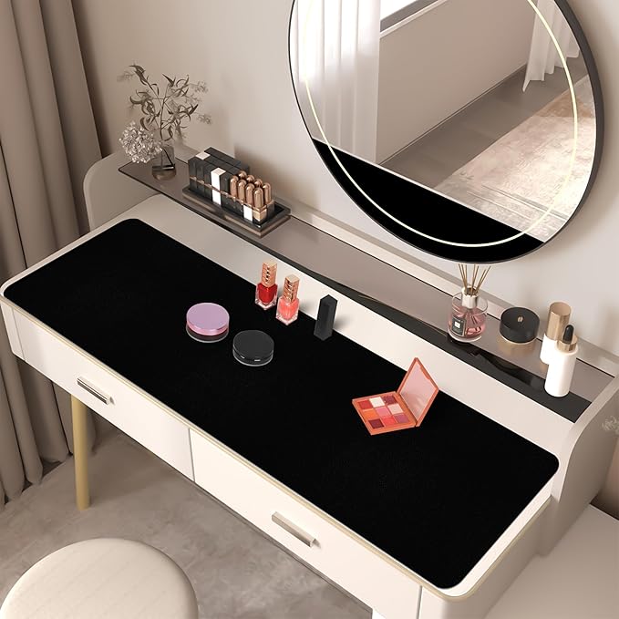Large Desk Pad Mat, Long Mouse Pads for Desks Non-Slip, Black Leather Desk Mat, Waterproof Computer Mat Desktop Protector for Office/Study/Home/Decor (47.2" x 16.9")