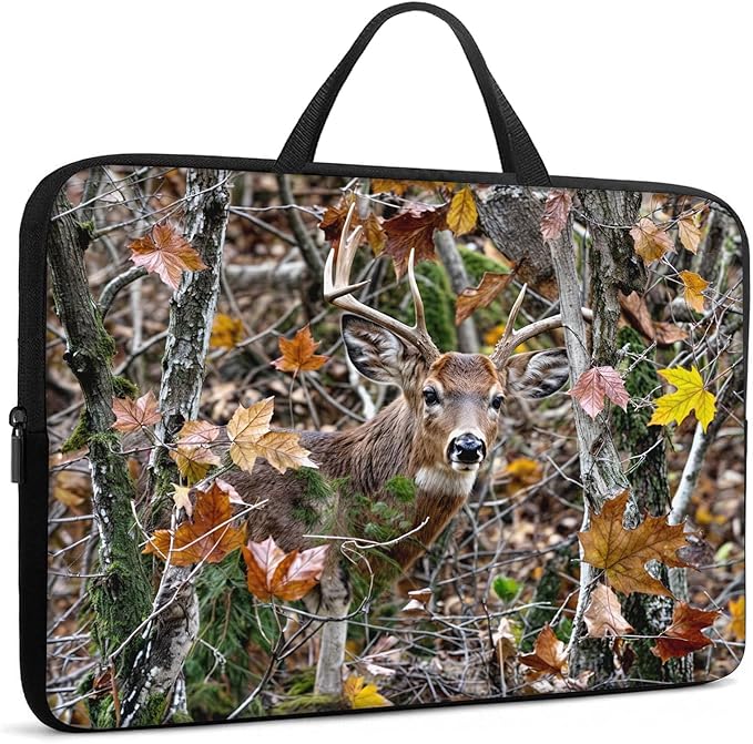 Laptop Sleeve Bag with Handle Computer Protective Soft Cover Case for 14 Inch 13 Inch Laptop,Deer in Forest