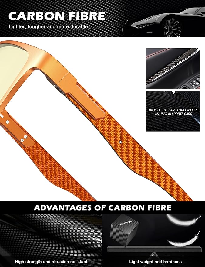 ANYLUV Carbon Fiber Reading Glasses for Men Women, Blue Light Blocking Computer Readers, Anti Glare Spring Hinge