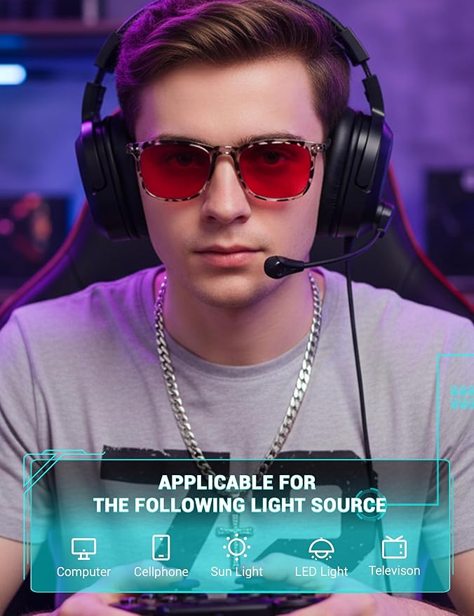 TIJN Sleep Glasses Blue Light Blocking Square Eyeglasses Dual AR Coatings for Computer Gaming Screen Fatigue & UV Protection
