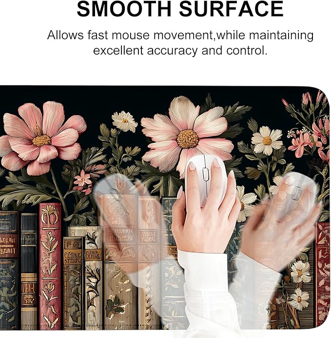 Mouse Pad, Large Anti-Slip with Stitched Edges Desk Mat Desktop Laptop Computer Desk Keyboard Mat,Table Protector Blotter Mat (Book, 31.5" x 11.8")