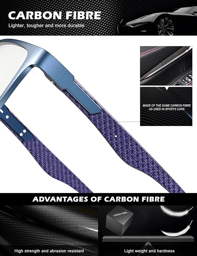 ANYLUV Carbon Fiber Reading Glasses for Men Women, Blue Light Blocking Computer Readers, Anti Glare Spring Hinge